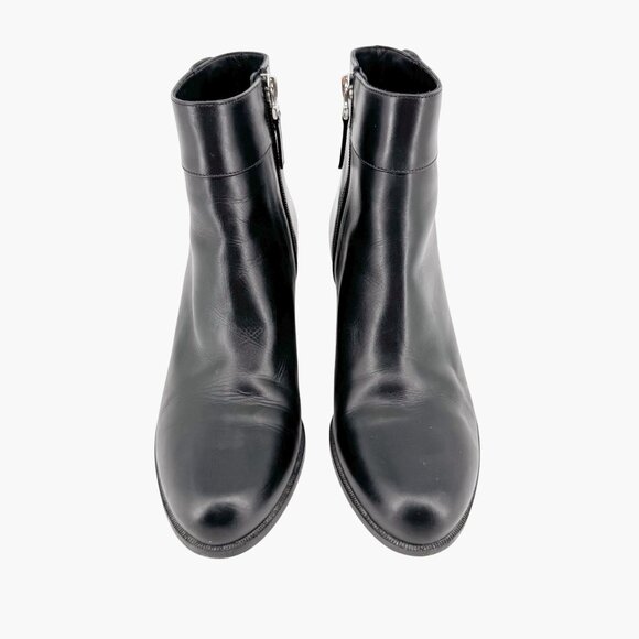 Fendi Stud Ankle Boots EU 38 US 8 Black Leather Bootie Low Block Heel Spike Zip - Picture 2 of 14